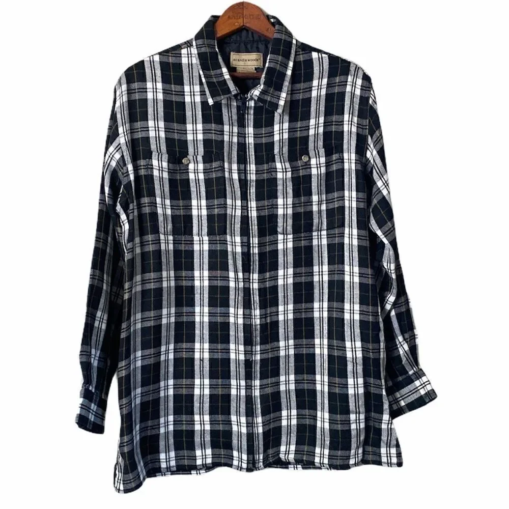 Scandia Woods Plaid Flannel Zip Up Shirt‎
